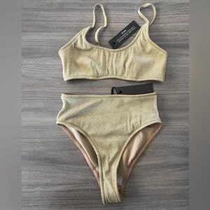 New triangl gold sparkle bikini set